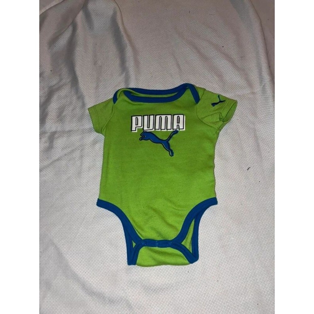 Puma short-sleeve green and blue baby bodysuit